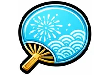 お祭り連チャンの図柄 うちわ